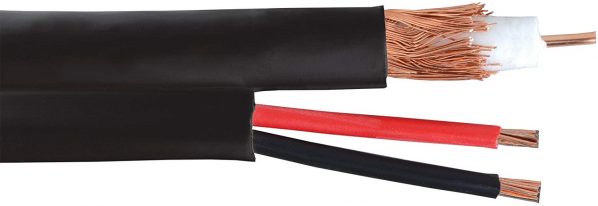 Five Star Cable RG59 Solid 1000ft Bare Copper Siamese Combo Coaxial 20 AWG RG59 + 18/2 18AWG Power ETL Listed Combo CCTV Cable Color Black