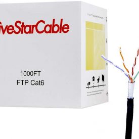FiveStarCable 1000Ft Cat6 FTP Outdoor Shielded 23AWG Solid Bare Copper Waterproof Direct Burial Rated 350MHz ETL Listed Bulk Ethernet LAN Cable Black (1000Ft, Cat6 FTP)