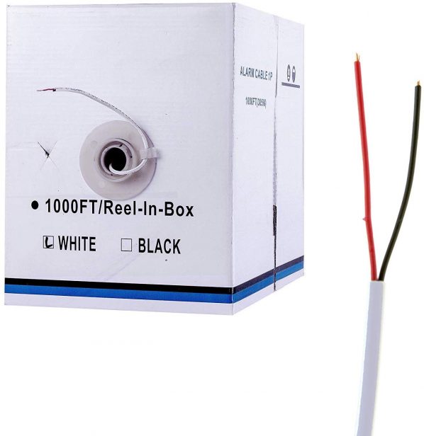 FiveStarCable 22AWG 2 Conductors 1000 Ft Alarm Wire 22/2 22-2 Security Cable Alarm Bulk Cable White
