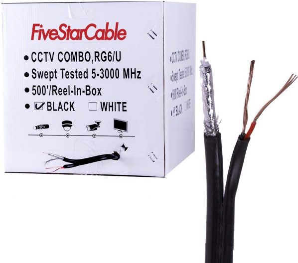 FiveStarCable RG6/U Siamese 500 ft. Coaxial CCTV Cable ETL Litsted - Combo RG6/U + 18AWG/2 Power