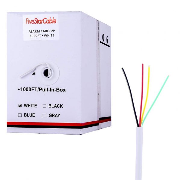 FiveStarCable 22-4 1000 Ft. 22 AWG 2 Pairs 22/4 Alarm Wire Cable 22 Gauge 4 conductors