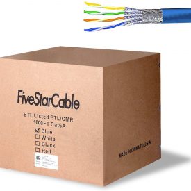 FiveStarCable Cat6A 1000 Ft CMR Riser in-Wall Rated 23AWG Bare Copper Solid Central Conductor Bulk Ethernet Wire (1000 Ft, Bule)