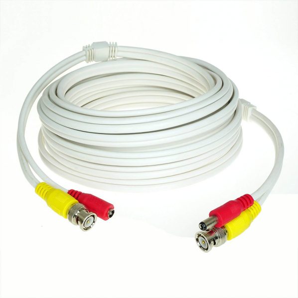 Five Star Cable 25ft 8-Pack RG59 18/2 Siamese Video Power Security Camera Extension Wires Cables Cords with BNC RCA Connectors Pre-Attached for CCTVHome Surveillance System (8-Pack, 25 Ft (White))