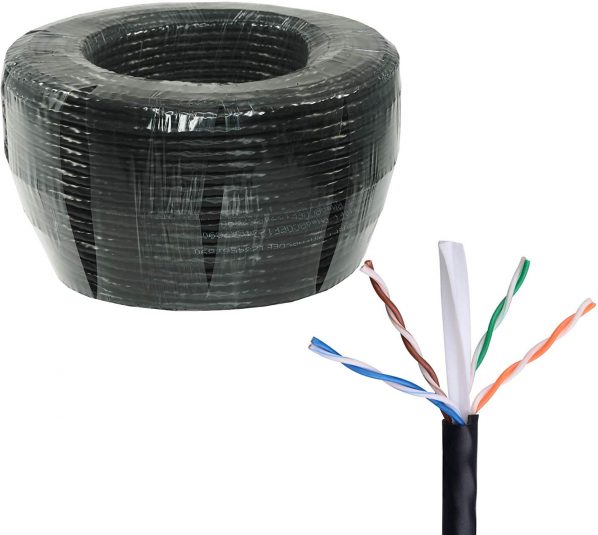 FiveStarCable Cat6 250ft Riser In-Wall Rated (CMR) Cat 6/Cat6 Bulk Ethernet Cable in Black